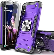 for Galaxy A10E Case with Tempered Glass Screen Protector,Hybrid Drop Test Slim Fit Cover with Car Mount Kickstand Slim Fit Protective Phone Case for Galaxy A10E,Purple