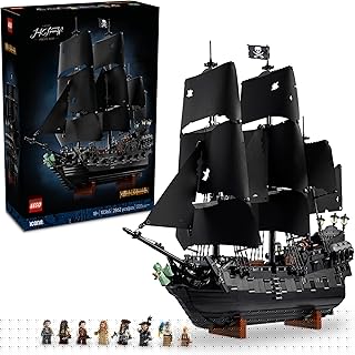 Icons Captain Jack Sparrow’s Pirate Ship Building Set for Adults, Ages 18+ - Room Decor for Office, Bedroom or Shelf - Collectible Black Pearl Ship for Pirates of The Caribbean Fans - 10365