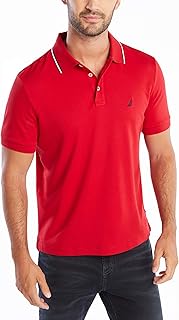 Men's Classic Fit Short Sleeve Dual Tipped Collar Polo Shirt