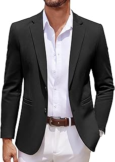 Men's Casual Knit Blazer Two Button Lightweight Sport Coats Suit Jacket