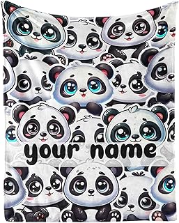 Custom Panda Blanket - Soft Flannel Blankets for Girls Boys Kids - Warm Panda Throw Blankets for All Season Lap, Chair, Sofa - 50"x40"