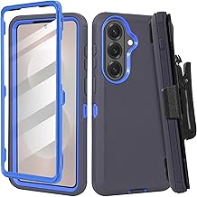 Compatible for Samsung S26 Rugged Case with Belt Clip Holster & Built-in Screen Protector, Heavy-Duty Full-Body Shockproof Cover, Military-Grade Protective Phone Case (Blue)