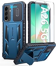 FNTCASE for Samsung Galaxy A26-5G Case: Military Grade for Galaxy A26-5G Phone Case with Kickstand & Slide | Protective Heavy Duty Rugged Dropproof Cell Phone Cover Bumper Textured Protector (Blue)