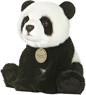 Aurora® Realistic Miyoni® Panda Stuffed Animal - Lifelike Details Make a Cherished Companion - Perfect for Decorating Bedrooms or Classrooms - Black and White 7.5 Inches