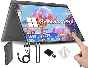 Yoga 7i 2-in-1 16" WUXGA Touchscreen Laptop, Intel Ultra 7 155U, 16GB LPDDR5X, 2TB Storage(1TB SSD&1TB Docking), Fingerprint Reader, Backlit Keyboard, WiFi 6E, Win 11 Pro, Grey