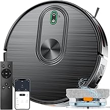 Robot Vacuum and Mop Combo, 6500Pa Strong Suction, 2 in 1 Robotic Vacuum with Gyro Inertial Navigation, 200 Min Runtime, App/Wi-Fi/Voice Control, Slim, for Pet Hair, Hard Floor, Carpet