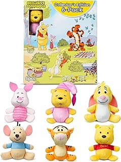 Winnie The Pooh and Pals 6 Pack - Miniature Plush Figure, Suffed Animal, Toy Mini Soft Figure for Kids, Girls and Boys Ages 4+