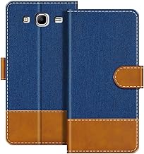 Leather Flip Wallet Case Compatible with Samsung Galaxy Mega 5.8 I9150 Phone Cover with Card Holders, RFID Blocking, Magnetic Closure & Kickstand (Blue)