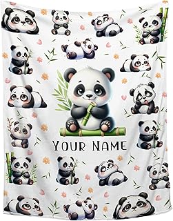 Custom Panda Blanket,Personalized Baby Panda Blanket,Soft Cozy Personalized Name Blankets for Kids, Baby Gift Blankets for Birthday,30"x40"-Toddler Size for Baby/Pet