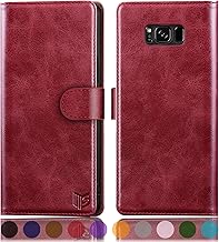 for Samsung Galaxy S8 5.8"(Non S8+ 6.2") with RFID Blocking Leather Wallet case Credit Card Holder, Flip Folio Book Phone case Shockproof Cover Women Men for Samsung S8 case Wallet (Red)