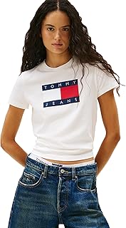 Women's Graphic Tee with Printed Flag Logo Detail