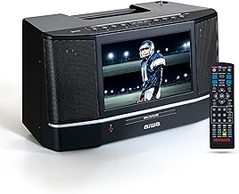 Cinema Mirror Cast Video Audio System, 10” TFT Screen, 15W Stereo, CD/DVD Player, Screen Mirroring, HDMI/USB/AV/AUX Inputs, FM Radio, Roku/Fire Stick/Google/Apple TV Compatible (Black)