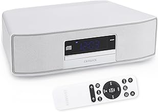 Exos Home Speaker, Premium 30W RMS Sound System with CD Player, Bluetooth Connectivity, FM Radio, Optical Digital Input, Dual 1” Tweeters + Dual 2” Bass Units, IR Remote Control, White