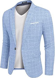 Men's Blazer Casual Sport Coats Slim Fit One Button Suit Jacket Lightweight Sports Jacket