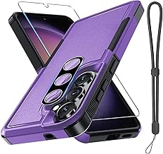 for Samsung Galaxy S26 Case with Screen Protector+Camera Lens Cover,Military Grade Heavy Duty Shockproof Phone Cover with Wrist Lanyard Strap for Samsung S26,Lavender