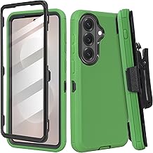 Compatible for Samsung S26 Rugged Case with Belt Clip Holster & Built-in Screen Protector, Heavy-Duty Full-Body Shockproof Cover, Military-Grade Protective Phone Case (Green)