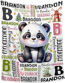 Personalized Panda Custom Blanket with Name - Soft Flannel Throw for Boys & Girls Toddlers to Newborns - Nursery Stroller Crib Decor - Birthday Gift