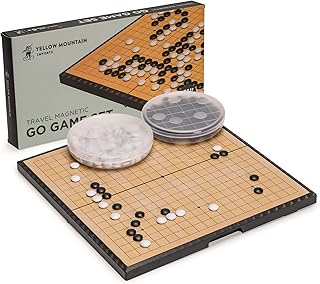 Yellow Mountain Imports Magnetic Go Game Set with Single Convex Magnetic Plastic Stones and Go Board, 11-inch