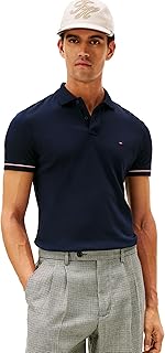 Men's Short Sleeve Casual Polo Shirts in Slim Fit with Liquid Cotton and Cuff Designs