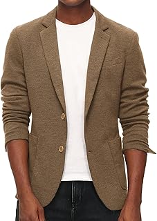 Men's Casual Knit Blazer Suit Jackets Two Button Lightweight Unlined Sport Coat