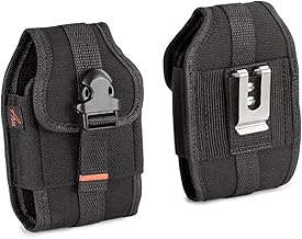Carrying Case for Samsung Rugby 2 SGH-A847, Rugby 3 SGH-A997, Rugby 4 SM-B780A Heavy Duty Rugged Canvas Vertical Holster Pouch Cover with Metal Clip, Belt Loops, Card Slot & Front Buckle Clip