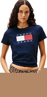 Women's Graphic Tee with Printed Flag Logo Detail