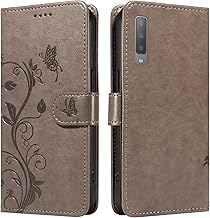 Case for Samsung Galaxy A7 (2018),PU Leather Wallet Case with Card Holder and Wrist Strap, Shockproof Flip Cover for Samsung Galaxy A7 (2018), Gray