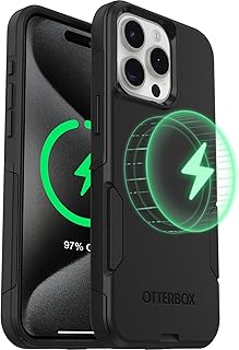 OtterBox iPhone 15 Pro Max - Commuter MagSafe Case - Slim & Tough - Pocket-Friendly - Dual Layer Drop Protection - Port Covers – Non-Retail Packaging - Black