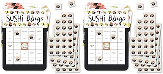 Big Dot of Happiness Let’s Roll - Sushi - Bingo Cards and Markers - Japanese Party Bingo Game - Set of 18 (Pack of 2)