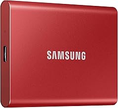 T7 500GB, Portable SSD, up to 1050MB/s, USB 3.2 Gen2, Gaming, Students, & Professionals, External Solid State Drive (MU-PC2T0R/AM), Red