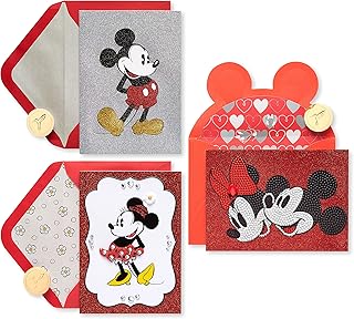 Papyrus Disney Birthday and Blank Card Assortment, Mickey and Minnie Mouse (3-Count)