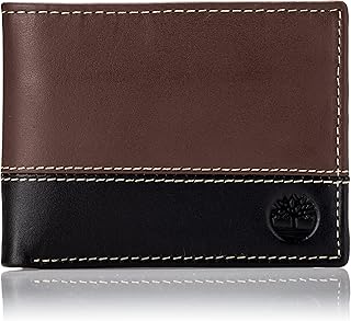 Men's Leather Passcase Bifold Wallet Hybrid, Brown/Black, One Size