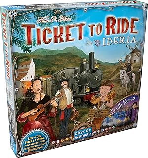 Asmodee Ticket to Ride Iberia + South Korea Board Game Expansion - Train Route Strategy Game, Family Fun for Kids & Adults, Ages 8+, 2-6 Players, 30-60 Minute Playtime